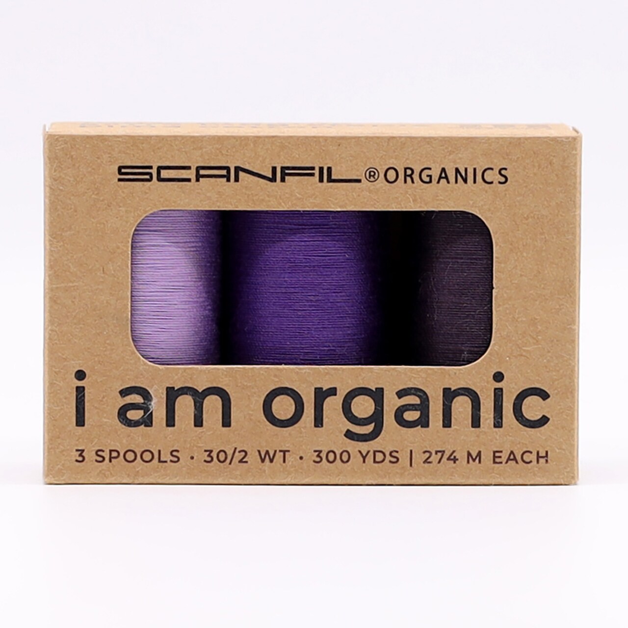 30wt Organic Pima Cotton Thread Trio Set 3ct Cool Purples 300 Yards Spools